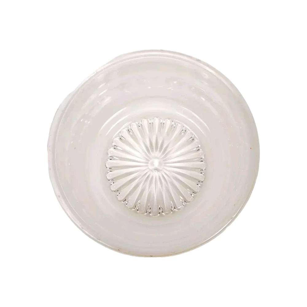 Vintage Ribbed Frosted White Clear Glass Ceiling Light Shade Drum Flush Mount 6